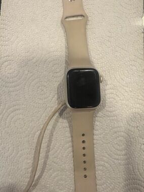 Apple Watch with Cream Silicone Band